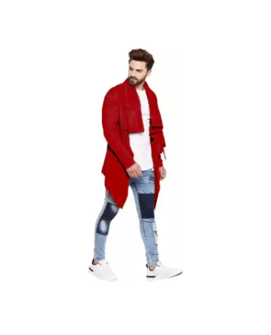 Men Straight Full Sleeve Red Shrug